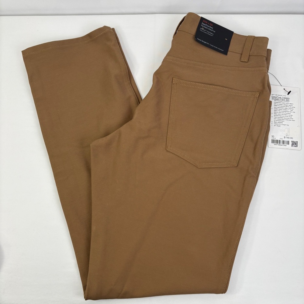 Lululemon Men's Easy Five Classic Straight Pant Camel Brown Utilitech 30x32 NWT